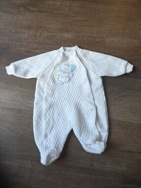 Vintage Baby Sleeper Pajama Quilted Sweater Boys Bear w/Balloons Medium (3-6m)